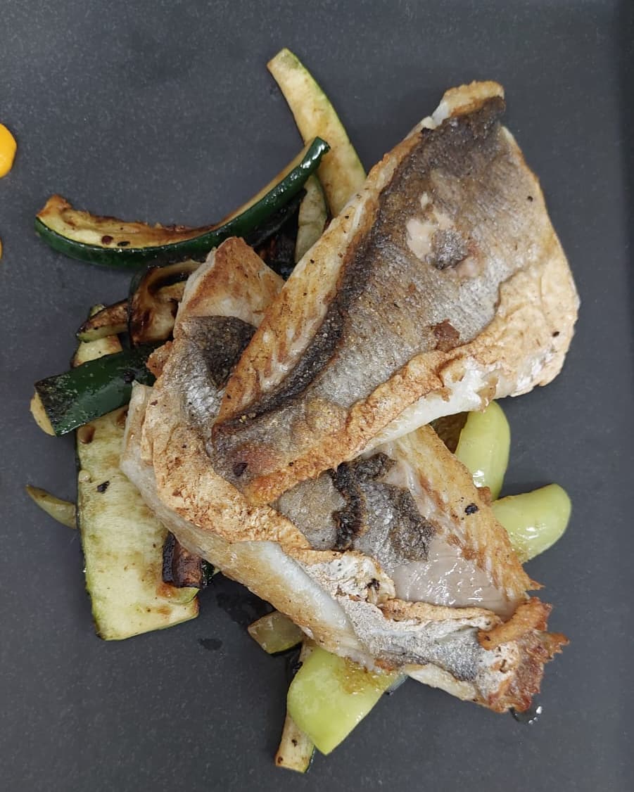 Sea bass with zucchini